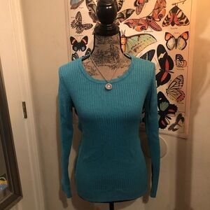 Teal Ribbed Long Sleeve Sweater